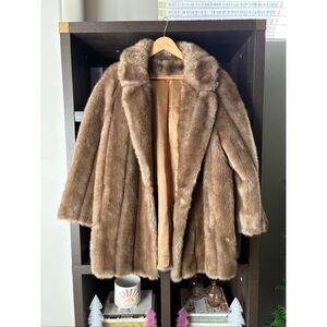 VTG Style VI Ltd Brown Faux Fur Hook & Loop Pockets Collared Lined Coat USA